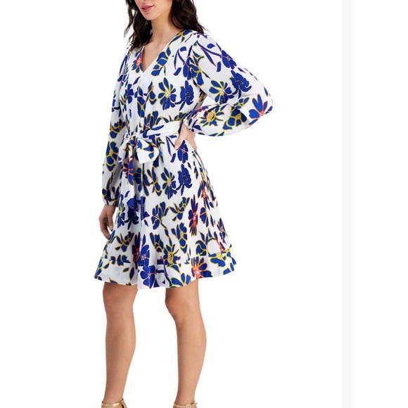 Taylor Stitch Blue and Yellow Floral Long Sleeve Dress - Picture 2 of 6